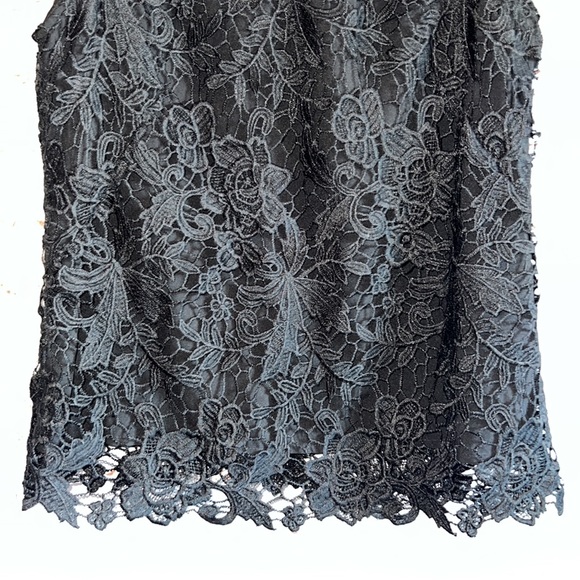 Nanett Lepore M black lace tank zipper back lined NWT high neck lined - Picture 3 of 9